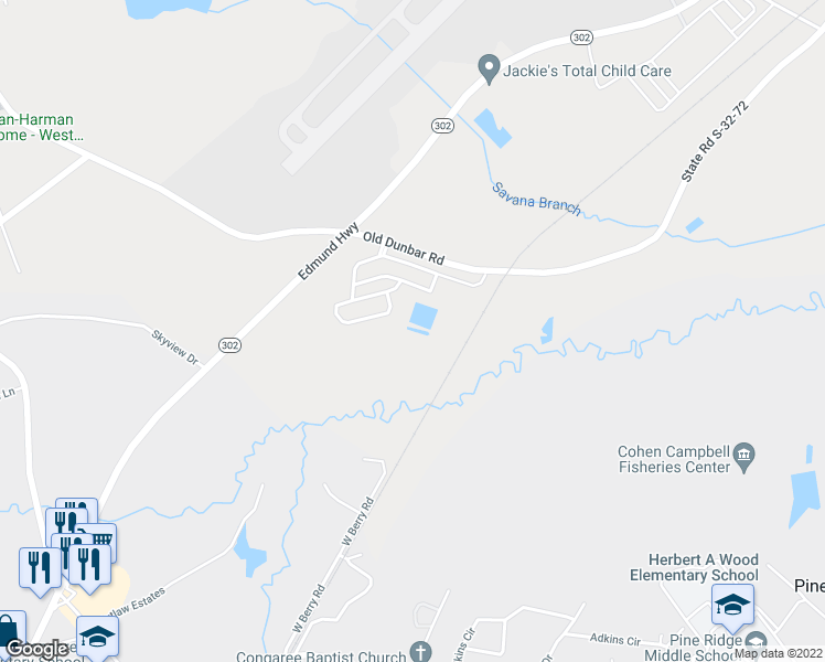 map of restaurants, bars, coffee shops, grocery stores, and more near 1420 Old Dunbar Road in West Columbia