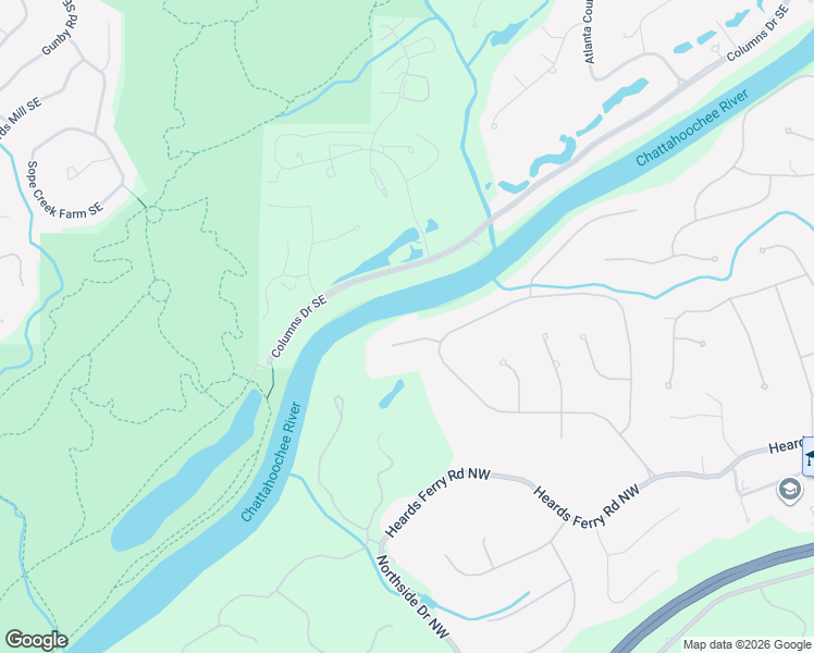 map of restaurants, bars, coffee shops, grocery stores, and more near 425 River Glen Trace in Atlanta