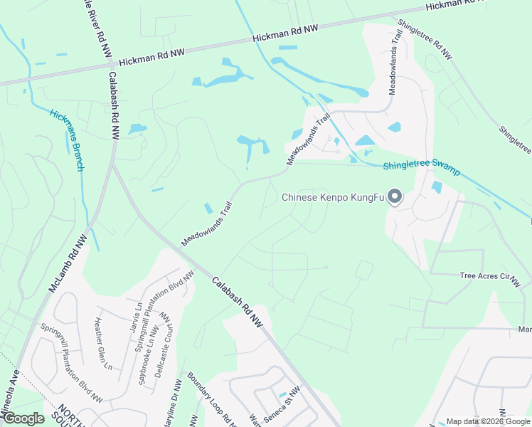 map of restaurants, bars, coffee shops, grocery stores, and more near 1074 Ridge Walk Way NW in Calabash