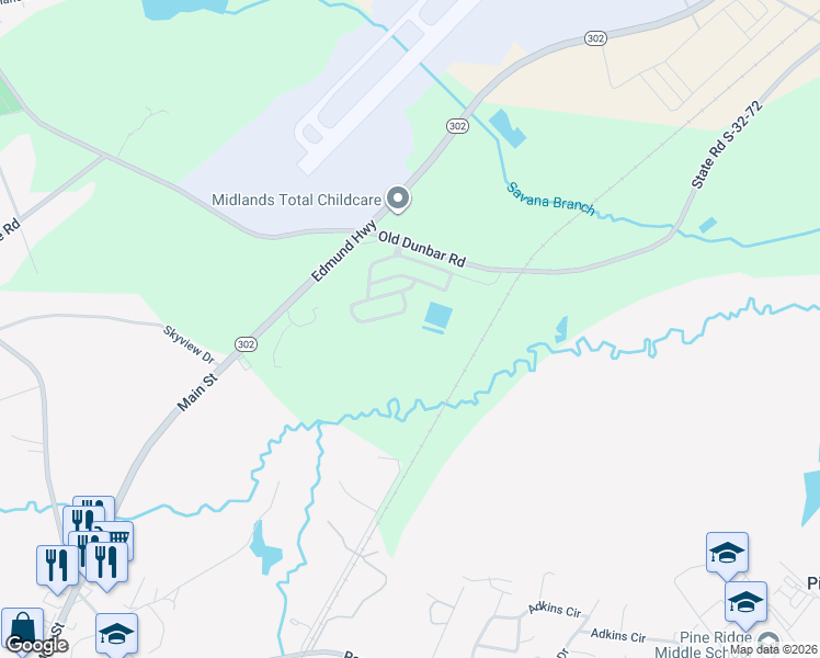 map of restaurants, bars, coffee shops, grocery stores, and more near 1420 Old Dunbar Road in West Columbia