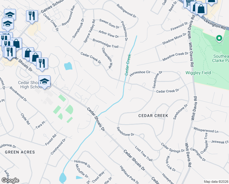 map of restaurants, bars, coffee shops, grocery stores, and more near 139 Saint Andrews Court in Athens