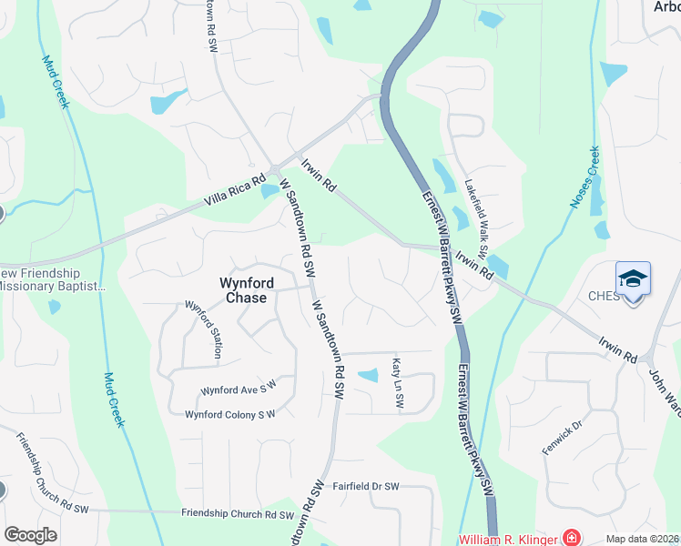 map of restaurants, bars, coffee shops, grocery stores, and more near 2833 Penncross Drive Southwest in Marietta