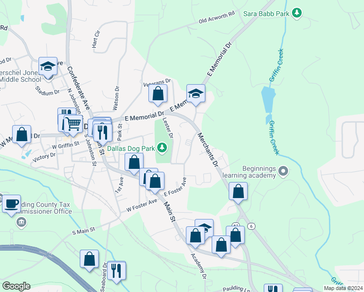map of restaurants, bars, coffee shops, grocery stores, and more near 116 Cobblestone Drive in Dallas