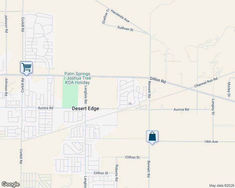 map of restaurants, bars, coffee shops, grocery stores, and more near 17546-17648 Angel View Rd in Desert Hot Springs