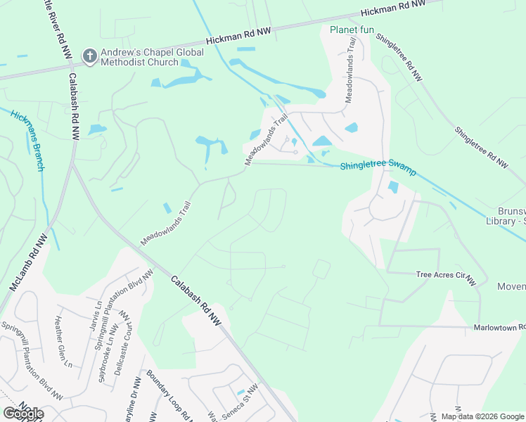 map of restaurants, bars, coffee shops, grocery stores, and more near 1065 Ridge Walk Way NW in Calabash