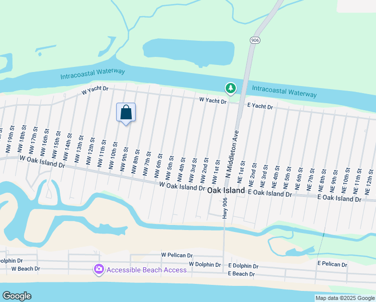 map of restaurants, bars, coffee shops, grocery stores, and more near 130 Northwest 4th Street in Oak Island