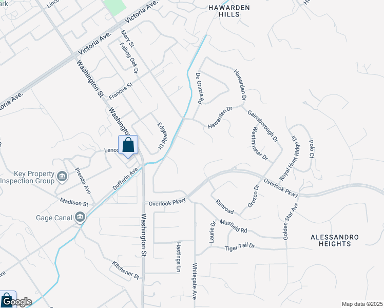 map of restaurants, bars, coffee shops, grocery stores, and more near 7008 Hawarden Drive in Riverside