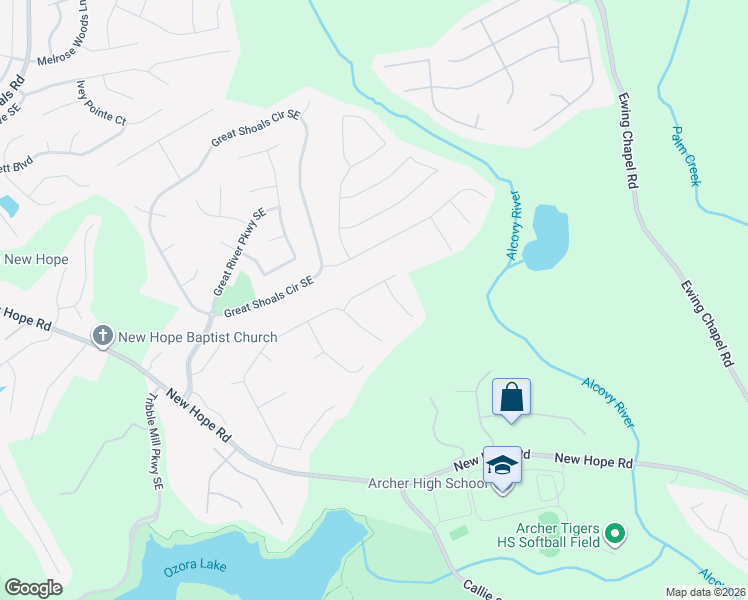 map of restaurants, bars, coffee shops, grocery stores, and more near 1437 Tribble Run Drive in Lawrenceville