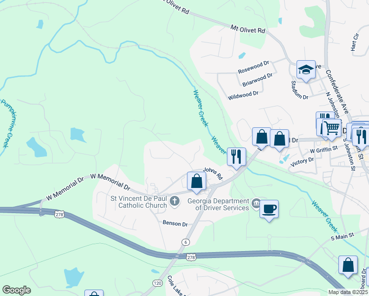 map of restaurants, bars, coffee shops, grocery stores, and more near 4095 Woodland Drive in Dallas