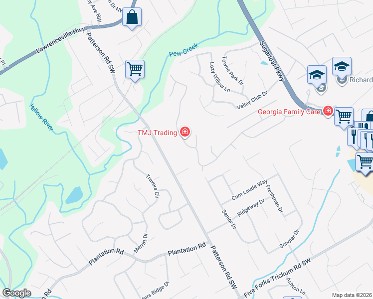 map of restaurants, bars, coffee shops, grocery stores, and more near 1984 Longmont Drive in Lawrenceville