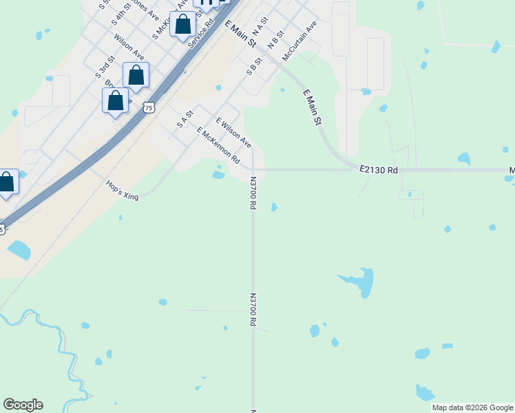 map of restaurants, bars, coffee shops, grocery stores, and more near 199 N3700 Road in Calera