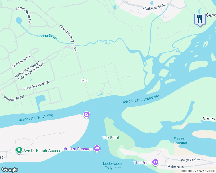 map of restaurants, bars, coffee shops, grocery stores, and more near Breaker Watch Road in Brunswick