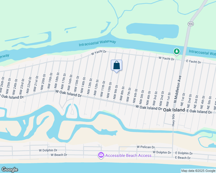 map of restaurants, bars, coffee shops, grocery stores, and more near 126 Northwest 11th Street in Oak Island