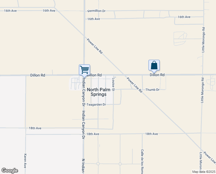 map of restaurants, bars, coffee shops, grocery stores, and more near 17208 Keith Street in North Palm Springs