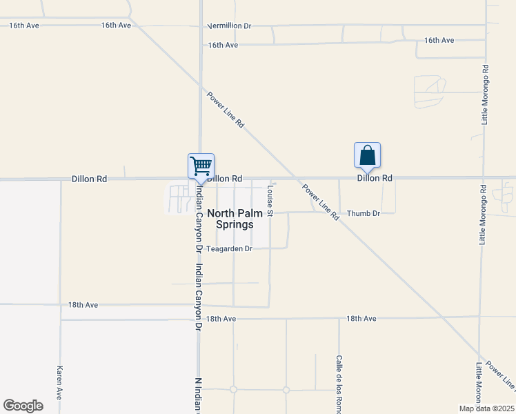 map of restaurants, bars, coffee shops, grocery stores, and more near 17208 Keith Street in North Palm Springs