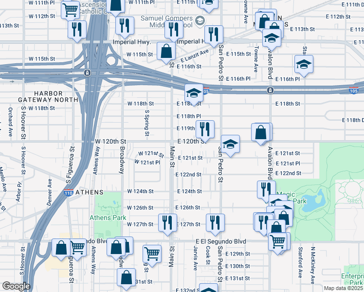 map of restaurants, bars, coffee shops, grocery stores, and more near in Los Angeles