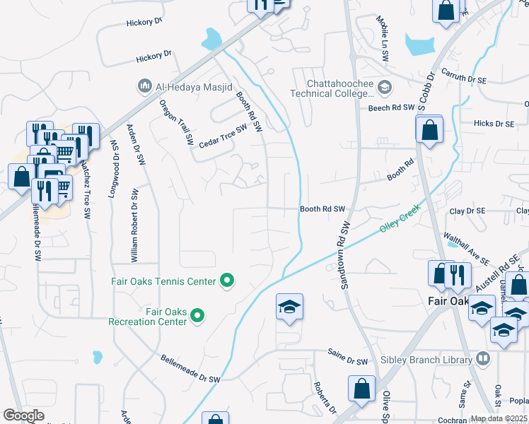 map of restaurants, bars, coffee shops, grocery stores, and more near 350 Pleasant Oak Court Southwest in Marietta