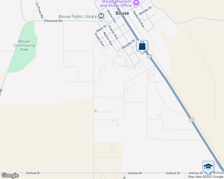 map of restaurants, bars, coffee shops, grocery stores, and more near 28284 Stage Coach Road in Bouse