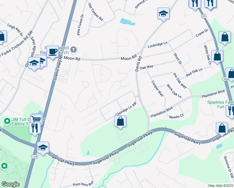 map of restaurants, bars, coffee shops, grocery stores, and more near 852 New England Court in Lawrenceville