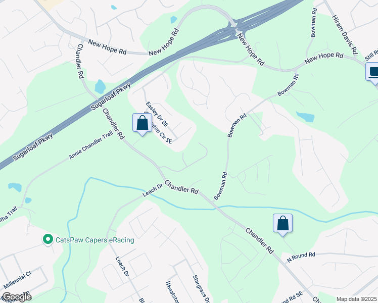 map of restaurants, bars, coffee shops, grocery stores, and more near 1410 Daley Ridge Court in Lawrenceville