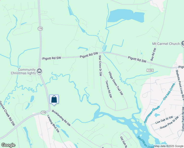 map of restaurants, bars, coffee shops, grocery stores, and more near 1295 Rock Crab Way Southwest in Shallotte