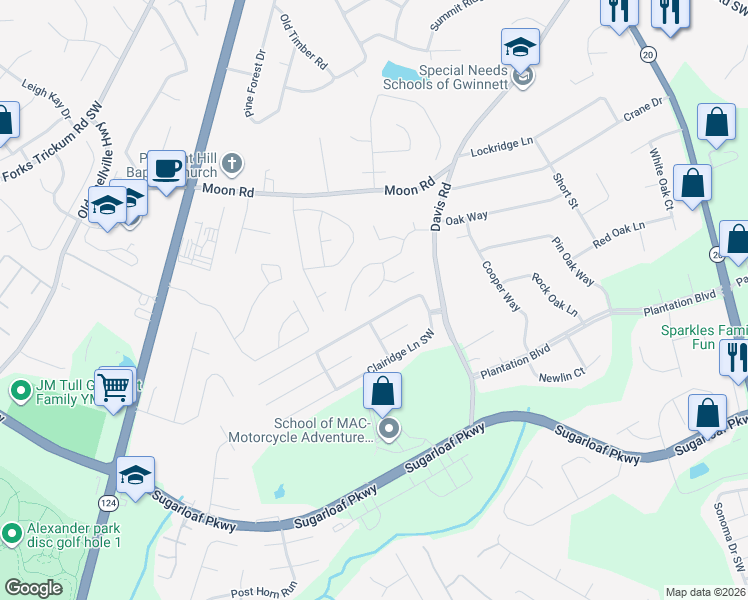 map of restaurants, bars, coffee shops, grocery stores, and more near 842 New England Court in Lawrenceville