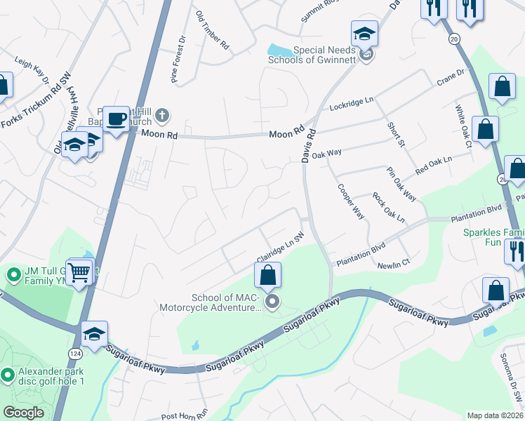 map of restaurants, bars, coffee shops, grocery stores, and more near 842 New England Court in Lawrenceville