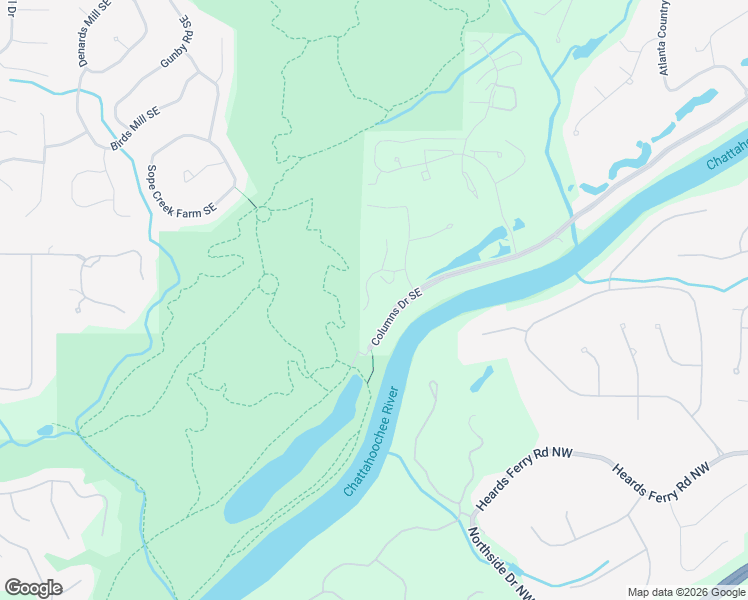 map of restaurants, bars, coffee shops, grocery stores, and more near 509 Riverview Drive in Marietta