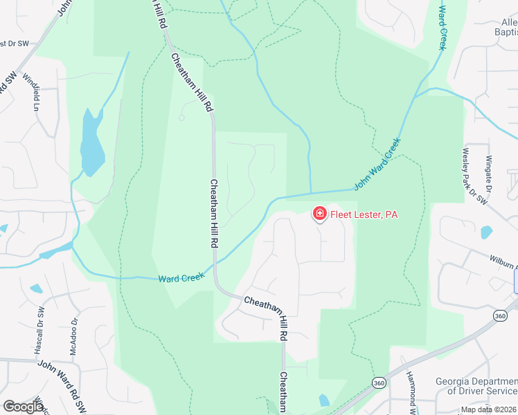 map of restaurants, bars, coffee shops, grocery stores, and more near 1181 Ward Creek Drive Southwest in Marietta