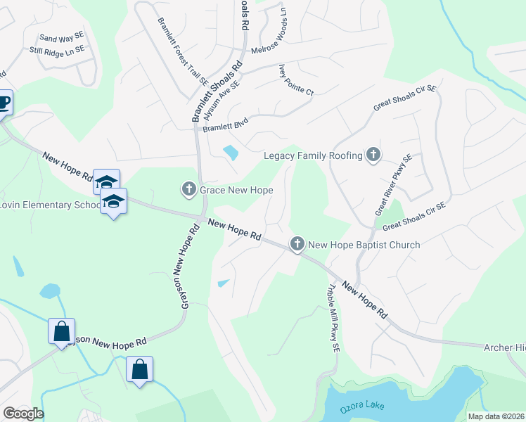 map of restaurants, bars, coffee shops, grocery stores, and more near 1200 Grayson Oaks Drive in Lawrenceville