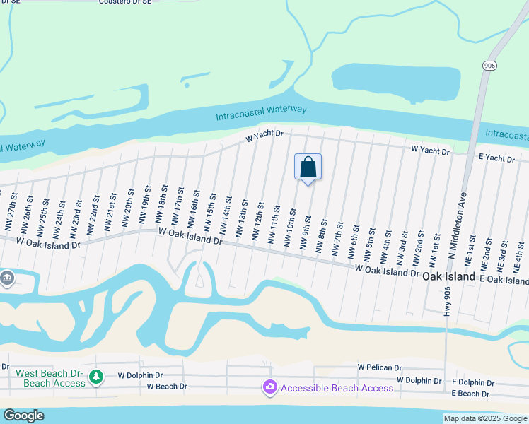 map of restaurants, bars, coffee shops, grocery stores, and more near 120 Northwest 12th Street in Oak Island