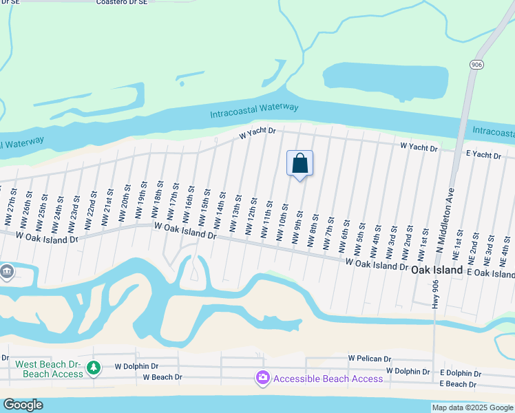 map of restaurants, bars, coffee shops, grocery stores, and more near 120 Northwest 12th Street in Oak Island