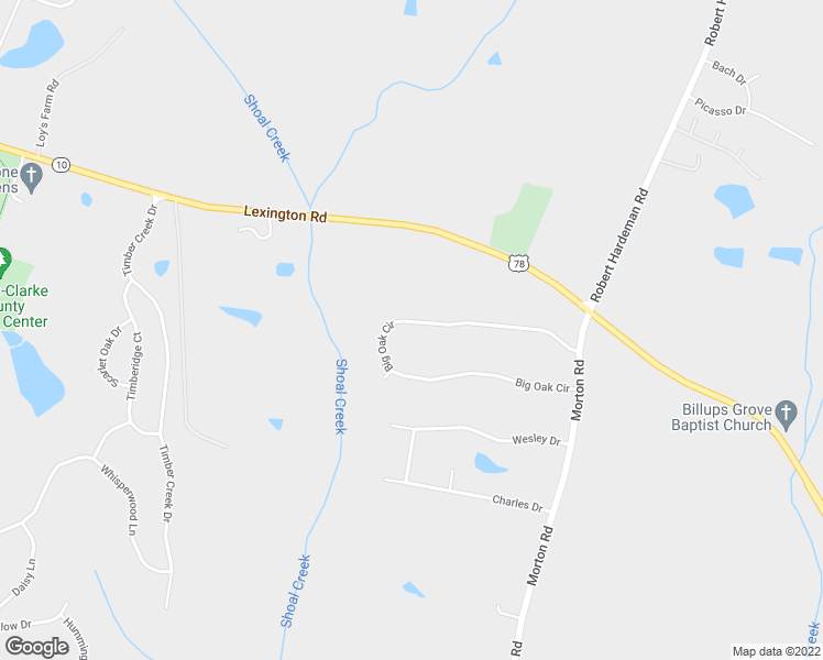 map of restaurants, bars, coffee shops, grocery stores, and more near 235 Big Oak Circle in Athens