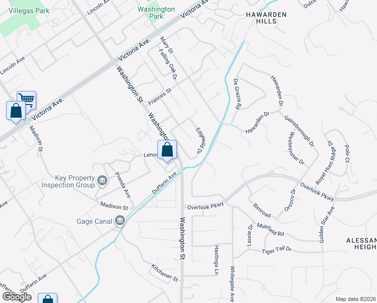 map of restaurants, bars, coffee shops, grocery stores, and more near 2319 Engel Drive in Riverside