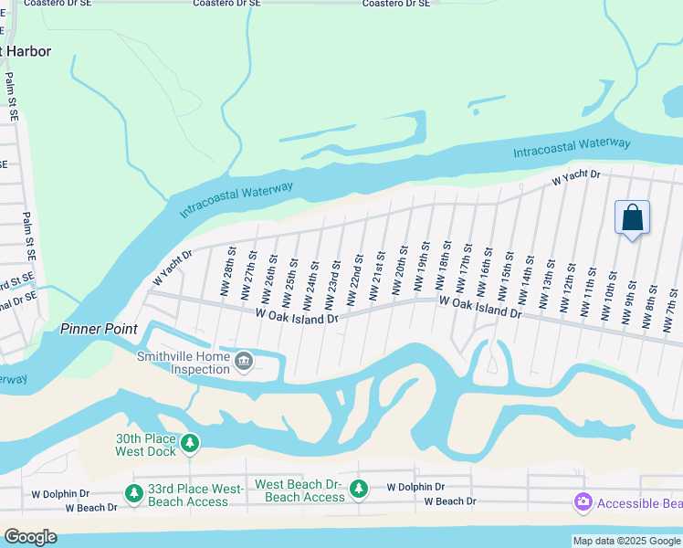 map of restaurants, bars, coffee shops, grocery stores, and more near 118 Northwest 23rd Street in Oak Island