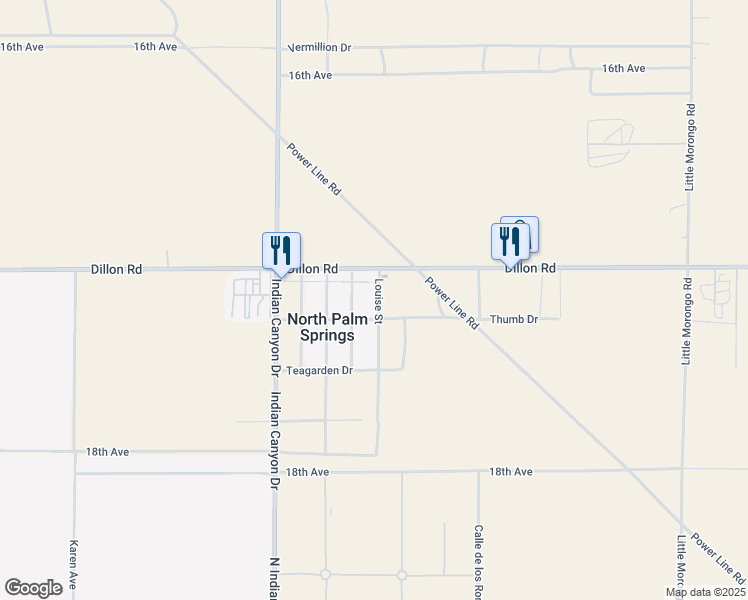 map of restaurants, bars, coffee shops, grocery stores, and more near in NO PALM SPRINGS