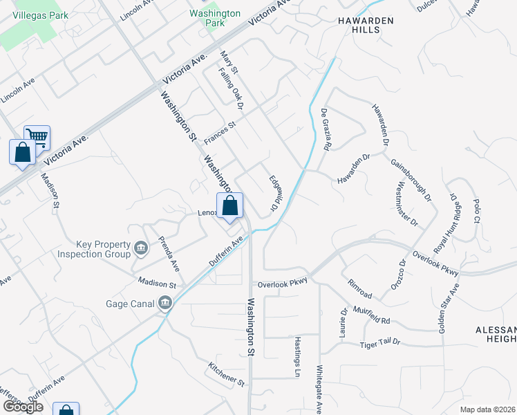 map of restaurants, bars, coffee shops, grocery stores, and more near 2319 Engel Drive in Riverside