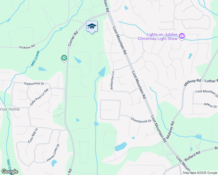 map of restaurants, bars, coffee shops, grocery stores, and more near 1109 Amberton Lane in Powder Springs