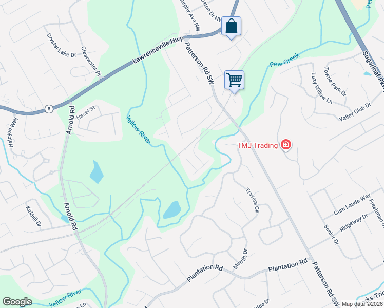 map of restaurants, bars, coffee shops, grocery stores, and more near 1951 Patterson Park Drive in Lawrenceville