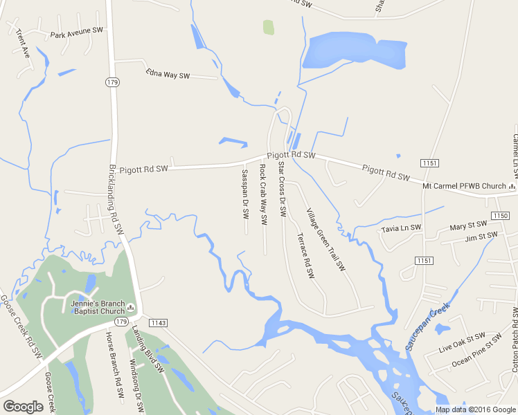 map of restaurants, bars, coffee shops, grocery stores, and more near 1283 Rock Crab Way Southwest in Shallotte