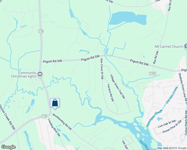 map of restaurants, bars, coffee shops, grocery stores, and more near 1283 Rock Crab Way Southwest in Shallotte