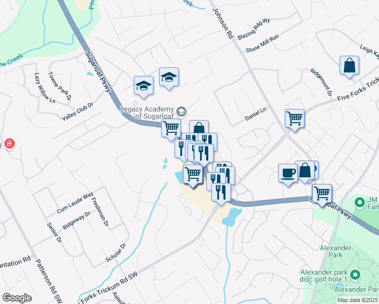 map of restaurants, bars, coffee shops, grocery stores, and more near in Lawrenceville