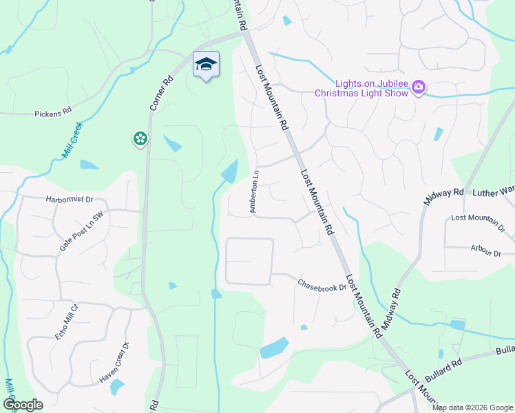 map of restaurants, bars, coffee shops, grocery stores, and more near 1109 Amberton Ln in Powder Springs