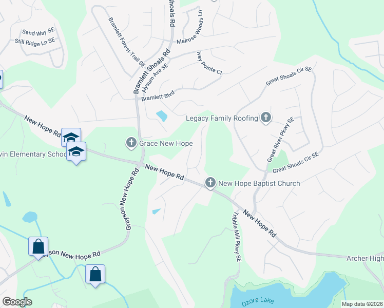 map of restaurants, bars, coffee shops, grocery stores, and more near 1200 Grayson Oaks Drive in Lawrenceville