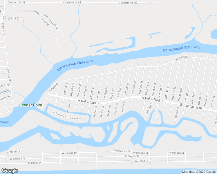 map of restaurants, bars, coffee shops, grocery stores, and more near 120 Northwest 23rd Street in Oak Island