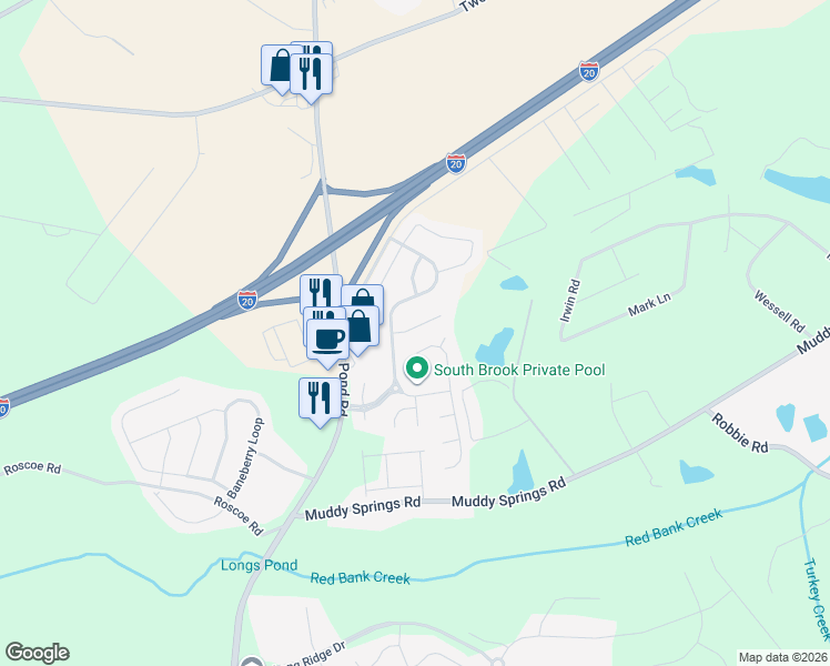 map of restaurants, bars, coffee shops, grocery stores, and more near 112 Maple Ridge Court in Lexington