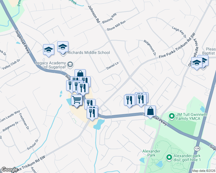 map of restaurants, bars, coffee shops, grocery stores, and more near 780 Livery Circle in Lawrenceville