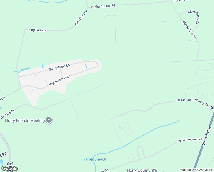 map of restaurants, bars, coffee shops, grocery stores, and more near 2730 Ole King Street in Conway