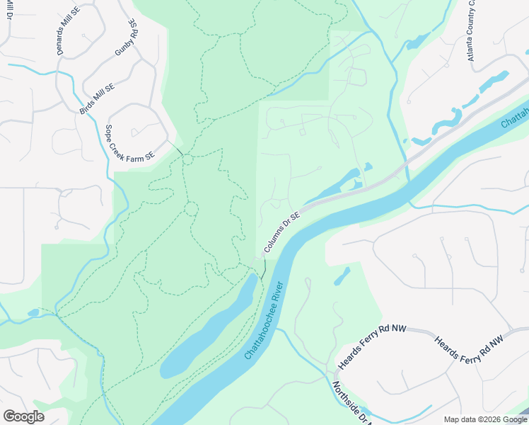 map of restaurants, bars, coffee shops, grocery stores, and more near 408 Riverview Drive in Marietta