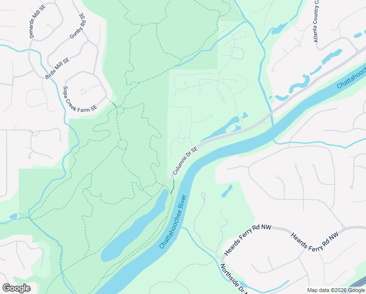 map of restaurants, bars, coffee shops, grocery stores, and more near 210 Riverview Drive in Marietta